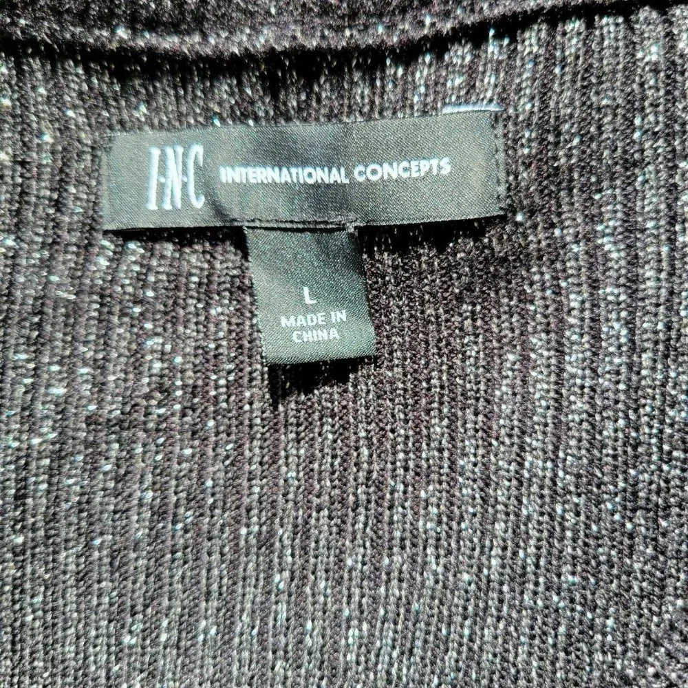 Men's INC Metallic Ribbed-Knit Full-Zip Cardigan. - Picture 5 of 5